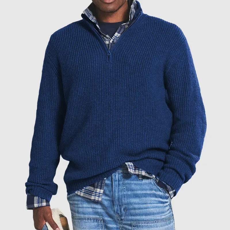 Warm Zip-Up Collar Sweater