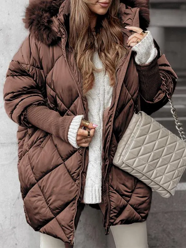Women's Winter Zip-Up Hoodie Diamond Extra Set