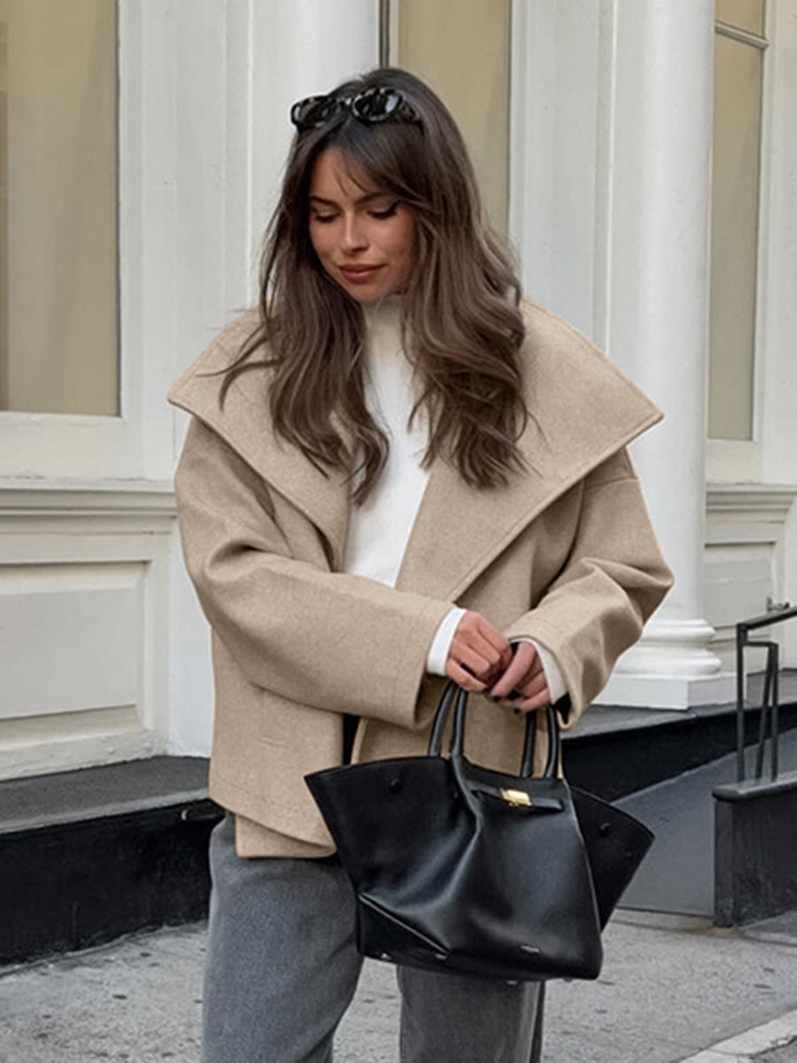 Stylish Double Breasted Short Coat for Women - Trendy Outerwear Jacket