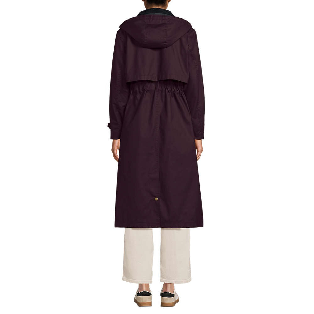 Women's Long Waterproof Waxed Coat with Hood