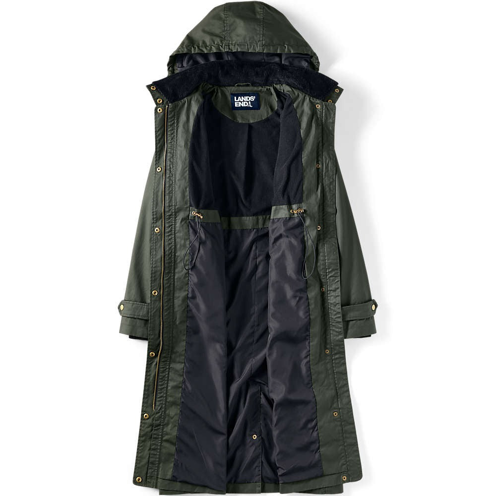 Women's Long Waterproof Waxed Coat with Hood