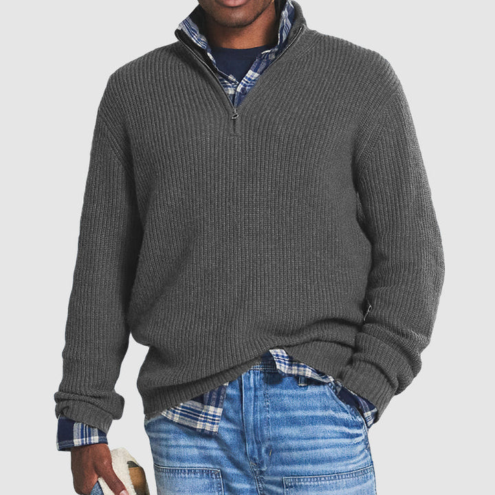 Warm Zip-Up Collar Sweater
