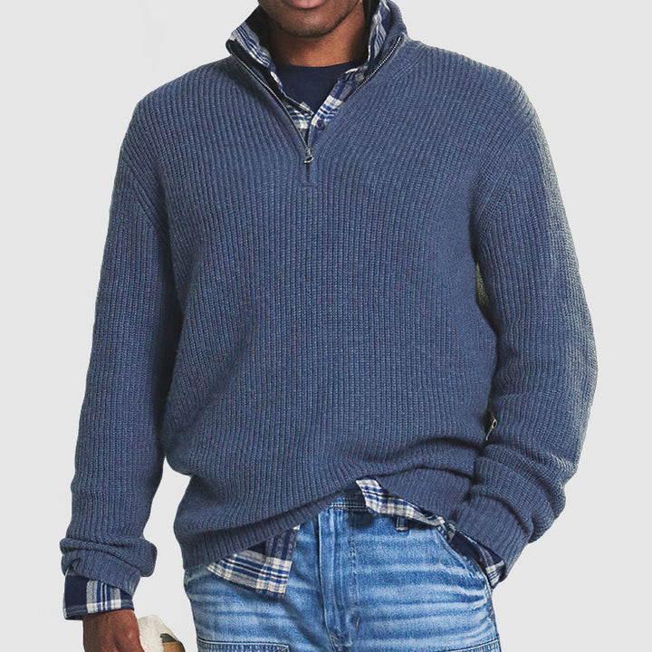Warm Zip-Up Collar Sweater